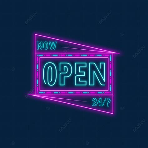 24 Hours Neon Signboards Set Vector Open All Day Signs Design Template