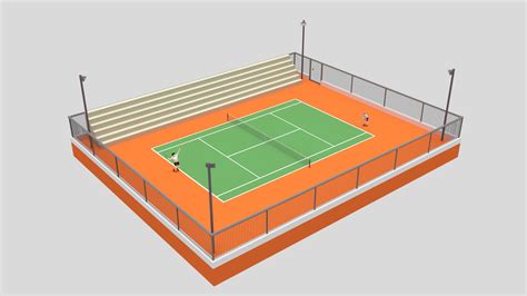 Escena De Cancha De Tenis De Dibujos Animados Modelo D Blend