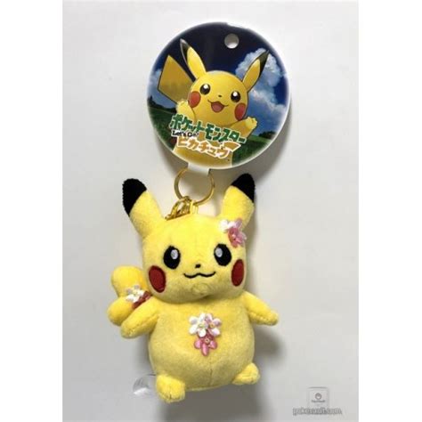 Pokemon Center 2018 Let S Go Pikachu And Eevee Campaign Pikachu Mascot Plush Keychain Flower Version