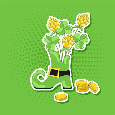 Premium Vector Leprechaun Boots With Clover And Gold