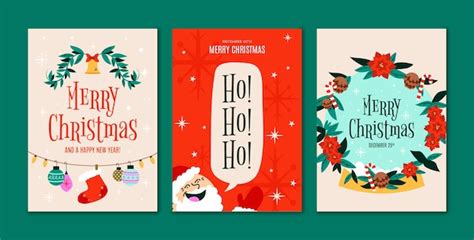 Free Vector Hand Drawn Merry Christmas Cards Collection