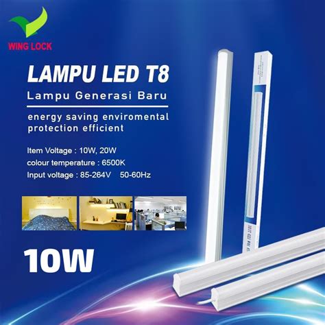 Jual T Set Led Watt Putih Lampu Tl Led W Kap Balok T Wing