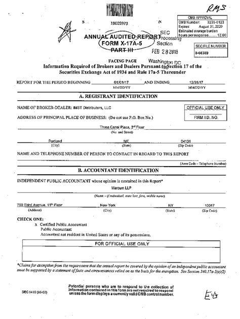 Fillable Online SEC ANNUAL AUDITED REPORT Mail Processing FORM PART Lil