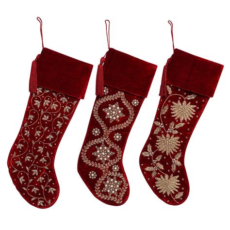 Handmade Velvet Christmas Stocking Set Of 3 Luxury Christmas Etsy