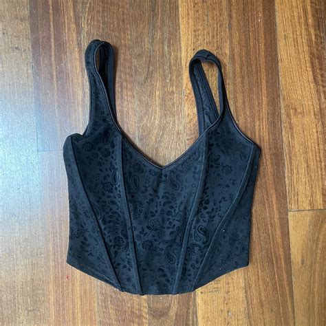 Black Paisley Small ‘glassons Vneck Corset Top With Depop