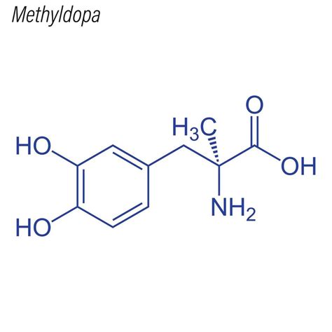 Vector Skeletal Formula Of Methyldopa Drug Chemical Molecule 6659239