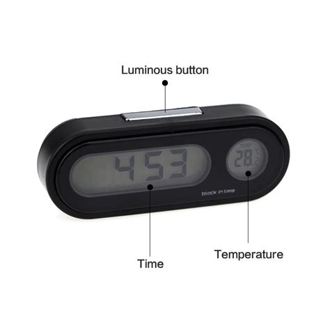 Auto Thermometer Klok Mini Horloge K02 Nachtlampje Grandado