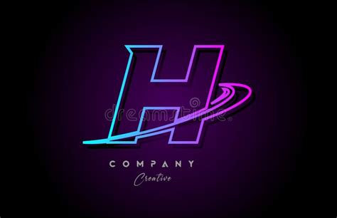 Blue And Pink Alphabet H Letter Logo Icon Design With Swoosh Creative Template For Company And