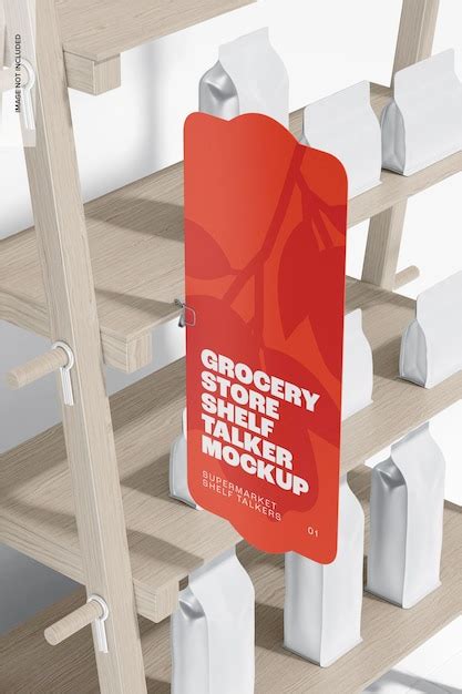 Premium Psd Grocery Store Shelf Talker Mockup High Angle View