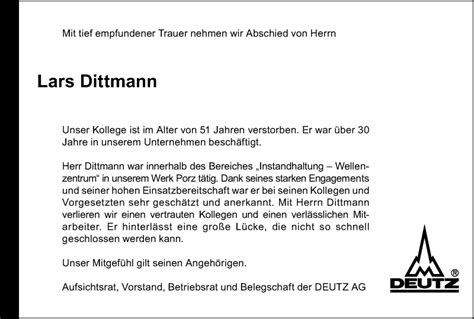 Traueranzeigen Von Lars Dittmann Wirtrauern