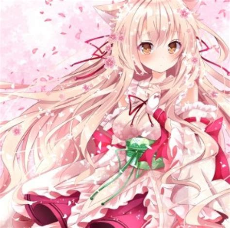 Cherry Blossom Red Pretty Dress Neko Bonito Woman Sweet Anime