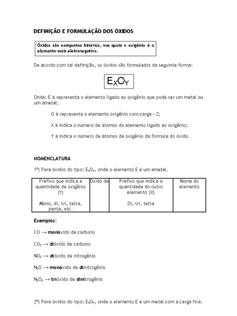 PDF DEFINIÇÃO E FORMULAÇÃO DOS ÓXIDOS DOKUMEN TIPS