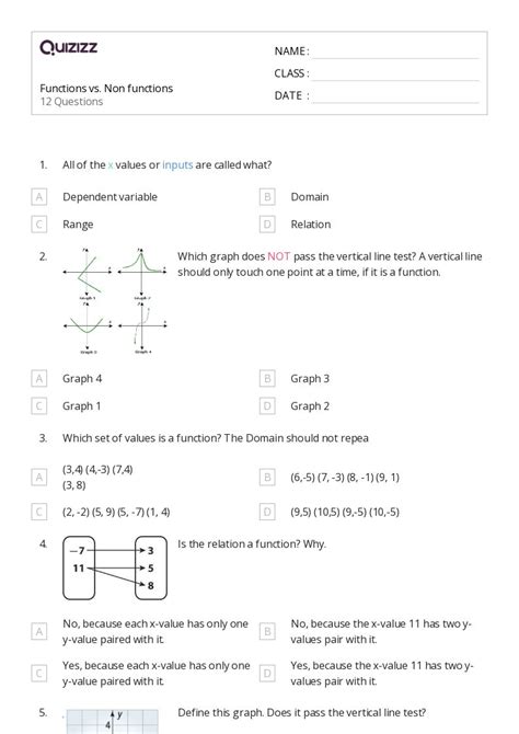 Functions Worksheets For Th Class On Quizizz Free Printable