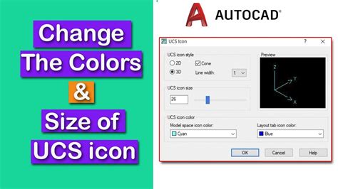 How To Change The Colors And Size Of The Ucs Icon In Autocad Youtube