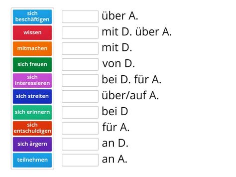 Rektion Der Verben A Match Up