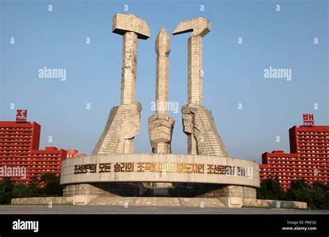 Monument To The Foundation Of The Workers Party Of Korea Hi Res Stock