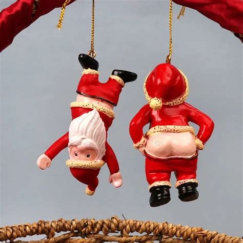 Resin Funny Naked Santa Claus Bare Butt Pendant Christmas Tree