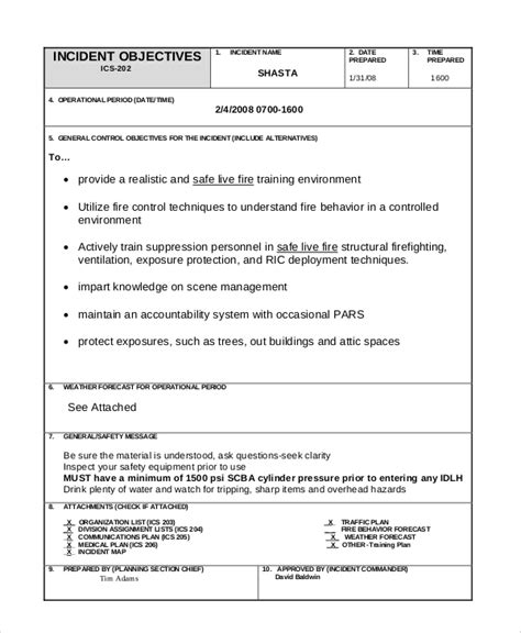 Free 10 Sample Incident Action Plan Templates In Ms Word Pdf