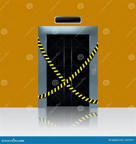 Broken Out of Order Elevator. Vector Illustration of Elevator Shaft