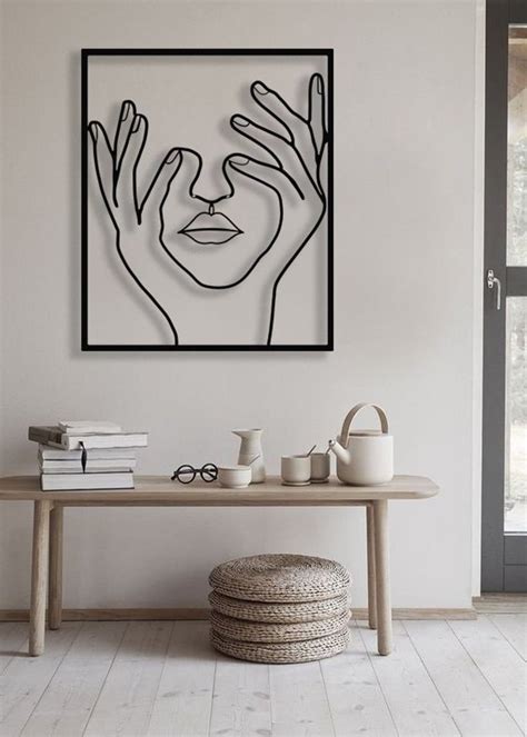 Abstract Women Face Metal Wall Art Minimalist Art Line Wall Etsy