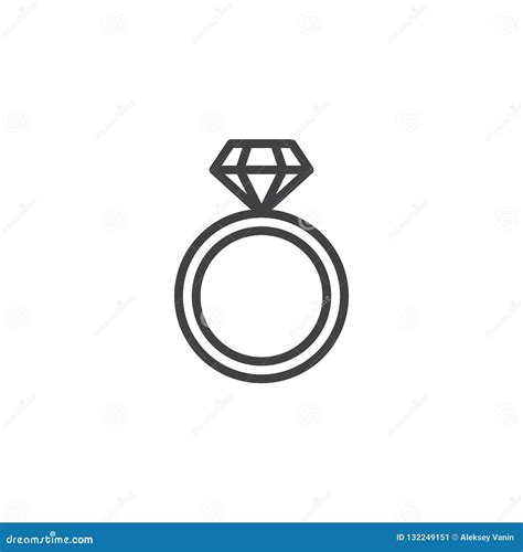 Diamond ring outline icon stock vector. Illustration of perfect - 132249151