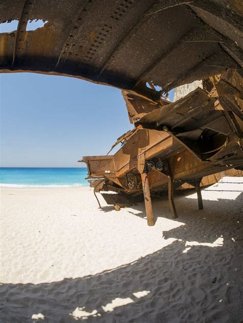 A Famosa Praia Dos Naufrágios Do Navagio Na Ilha De Zakynthos Imagem de