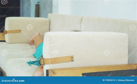 Girl Fooling Around On The Couch Stock Footage Video Of Model