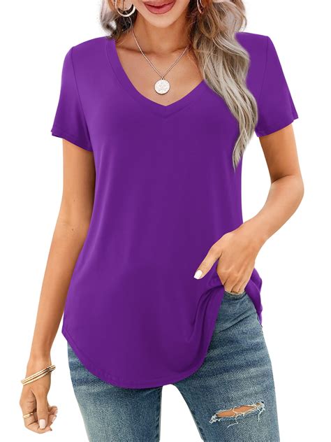 Jylfc Womens V Neck T Shirts Short Sleeve Tops Casual Basic Shirts