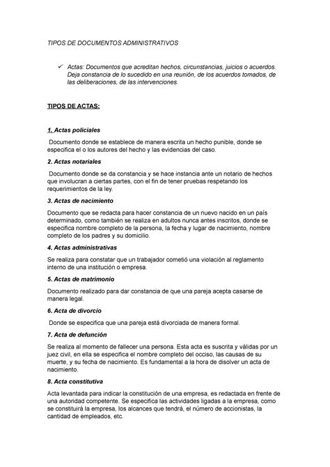 Tipos De Documentos Administrativos Tipos De Documentos