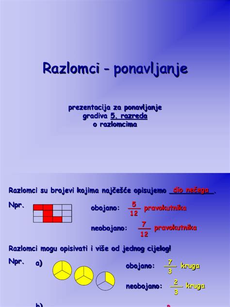 Razlomci Ponavljanje 5 Razred Pps Pdf