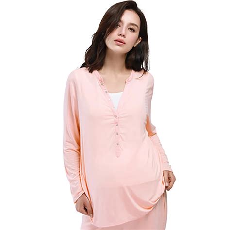 Womens Pregnant Sleepwear For Pregnant Nursing Nightgown Maternity Women Long Sleeve Maternity