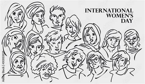 Banner For International Women S Day Diverse Female Faces From Around