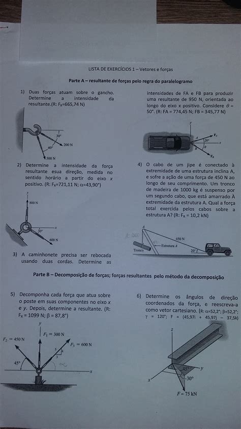 exercícios de mecânica geral Vetores e Forças Mecânica Geral