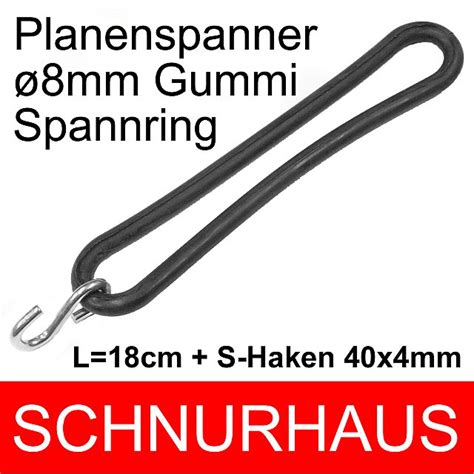 8mm Spanngummi Schwarz 18cm S Haken 40x4mm Spanner Planenspanner