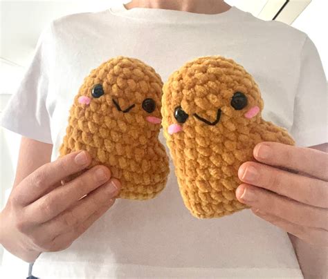 Crochet Chicken Nugget Plushie Crochet Nugget Crochet Etsy