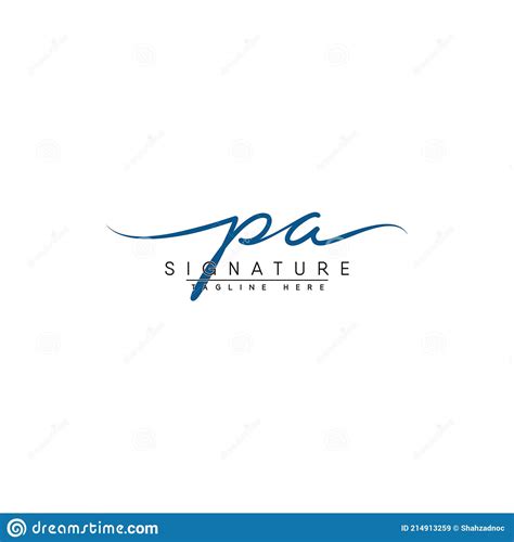 Initial Letter PA Logo Handwritten Signature Style Logo Stock Vector