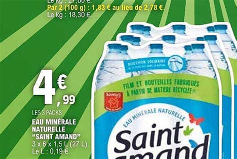 Promo Eau Min Rale Naturelle Saint Amand Chez E Leclerc Icatalogue Fr