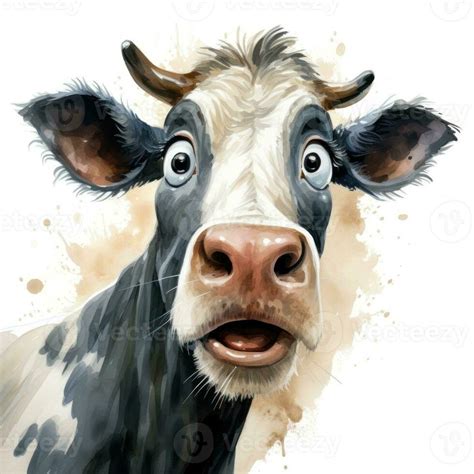 Surprised Cartoon Cow Annabelles Wish Style Ai Generated Stock