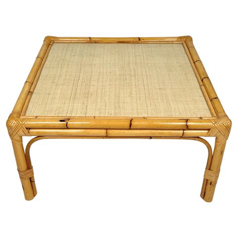 Midcentury Tito Agnoli Italian Round Rattan And Bamboo Coffee Table