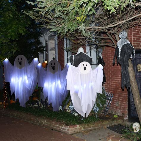 Wettal 5 Pack 26 x 19.3 Inch Halloween Decorations Lighted White Ghost ...