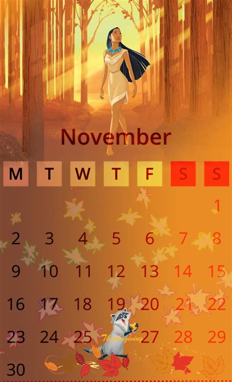 Calendar Novembre Pocahontas - Disney Princess Fan Art (43158611) - Fanpop