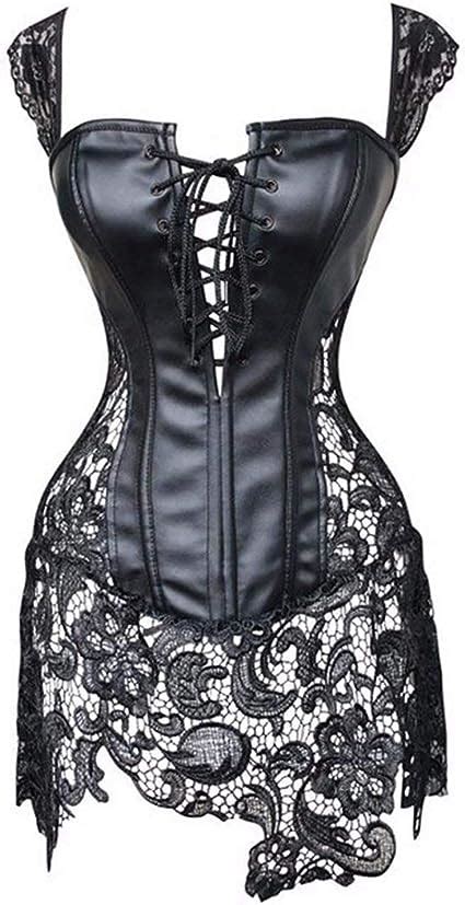 Eastery Corpetto Da Donna Lingerie Wetlook PVC Steampunk Ecopelle