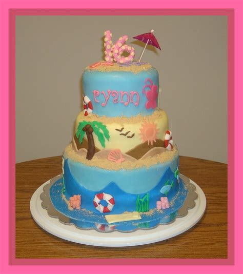 Sweet 16 Beach Themed Cake - CakeCentral.com