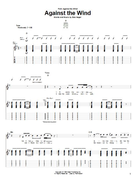 Against The Wind Guitar Tab Zzounds