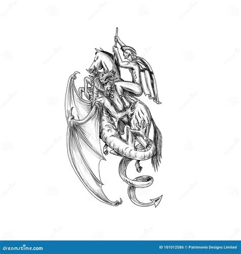 St George Slaying Dragon Tattoo Stock Illustration Illustration Of