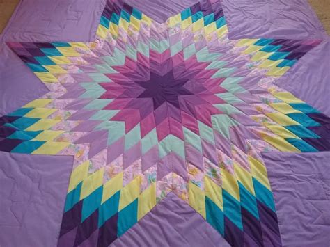 Beautiful Authentic Native American Lakota Star Quilt Purple 1919246912