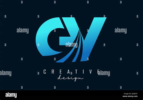 Logotipo creativo con letra azul GV g v con líneas líderes y diseño de