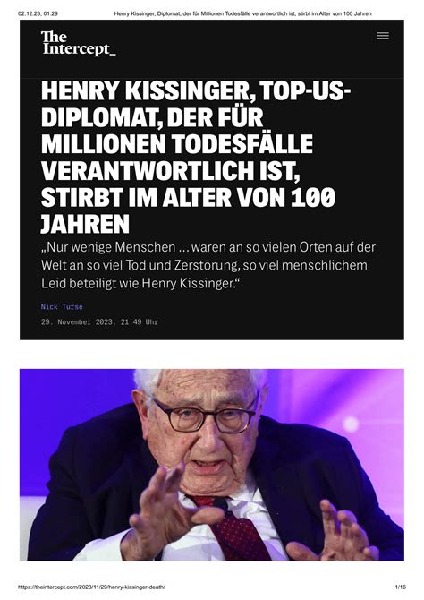 Henry Kissinger Diplomat Der F R Millionen Todesf Lle Verantwortlich