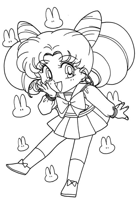 Chibi Sailor Moon Anime Coloring Pages for Kids - Print Color Craft