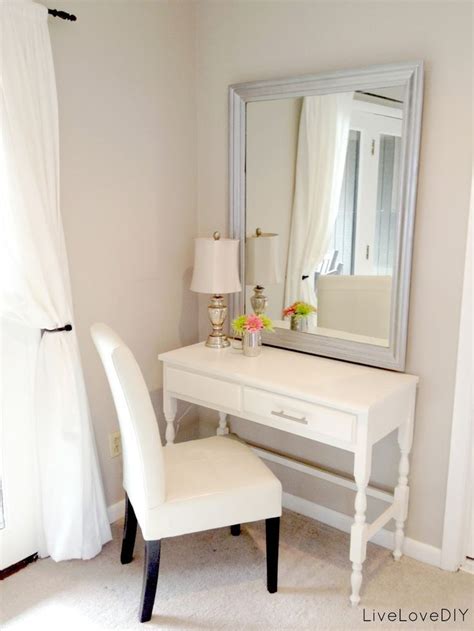 Thrift Store Desk Turned Bedroom Vanity Table Seen Here LiveLoveDIY